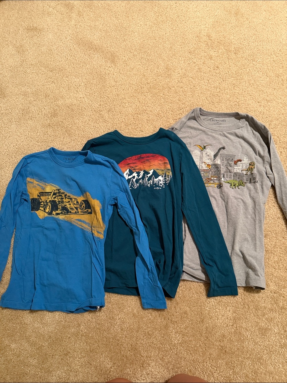 Crewcuts Boys' Long Sleeve Graphic Tee - Blue/Teal/Grey (3-Pack)